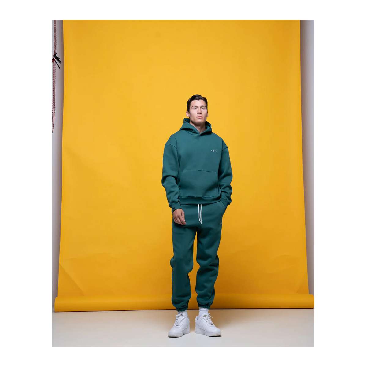 VINYL ART CLOTHING MEN΄S REGULAR FIT COTTON NEEDLECRAFT LOGO HOODIE 55412-88 PETROL